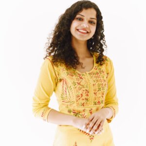 Embroidered Yellow Kurta for Office Looks